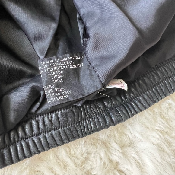 Danier Leather Bomber Jacket Removable Sherpa Collar Size 5 - Picture 6 of 11